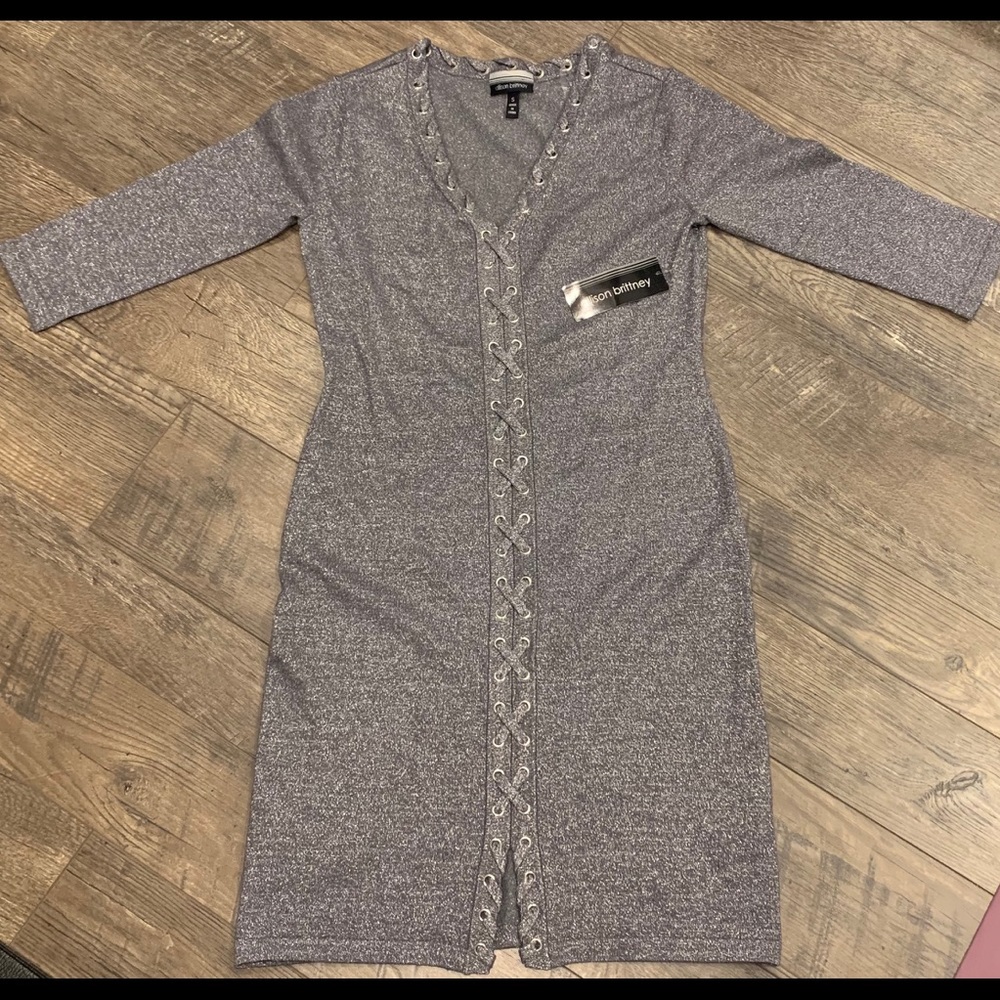 ❄️🤍Alison Brittney Silver Sweater Dress
